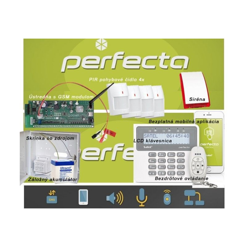 SATEL PERFECTA / bezdrôtový EZS 4+GSM+klúčenka