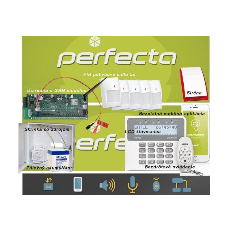 SATEL PERFECTA 5 bezdrôtový+GSM+klúčenka